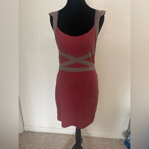 Free People Red and Gray Dress